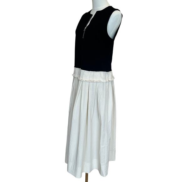 Plan C Black Cream Fit Flare Midi Dress SIZE 10 Romantic Cotton Designer $375 - Picture 8 of 10